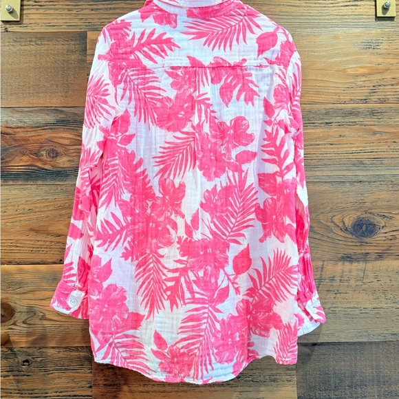 Felicitié 100% Cotton Gauze Palm Print Pink Blouse - Picture 4 of 7